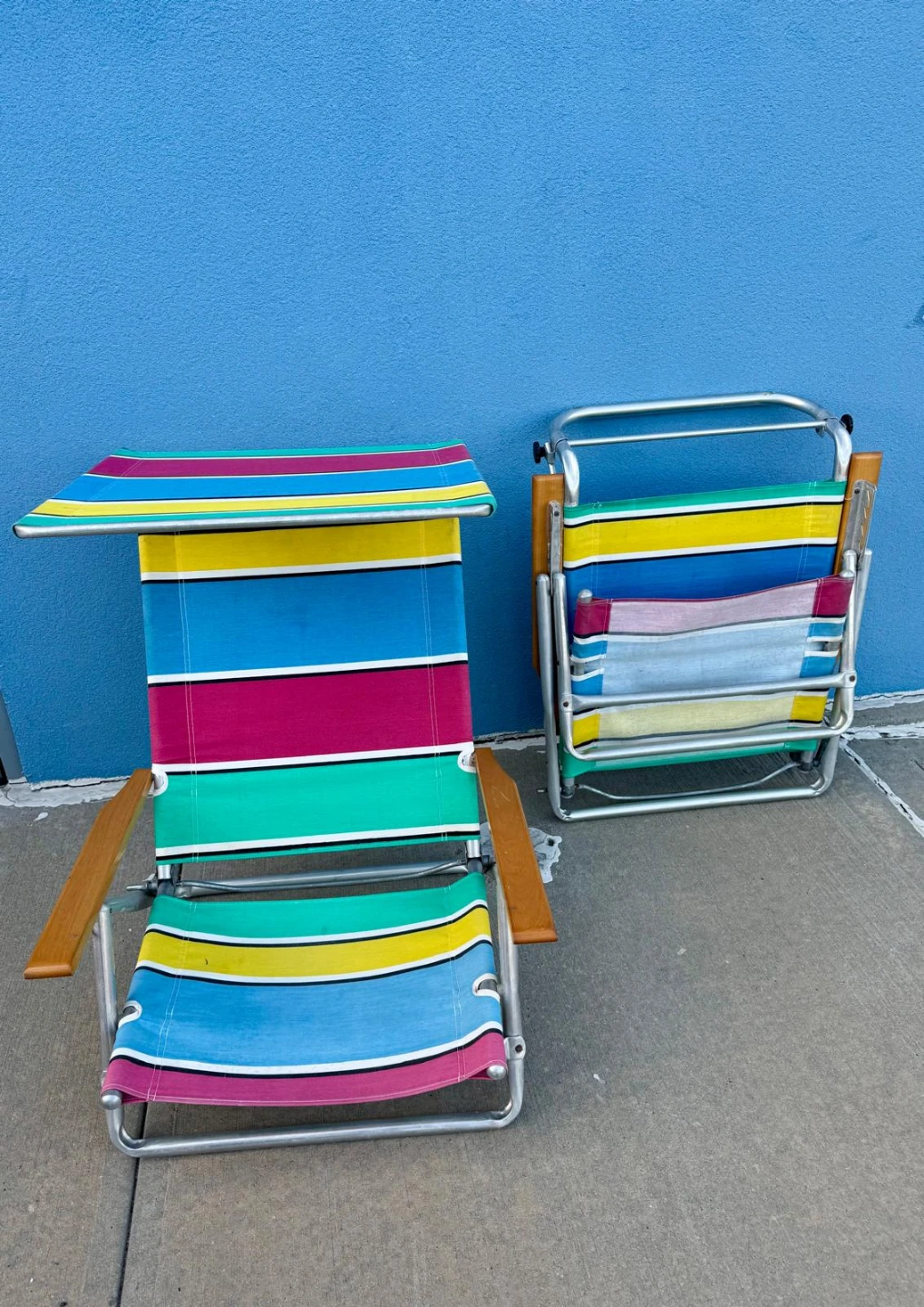 Colorful Striped Beach Chair with Canopy - photo 2