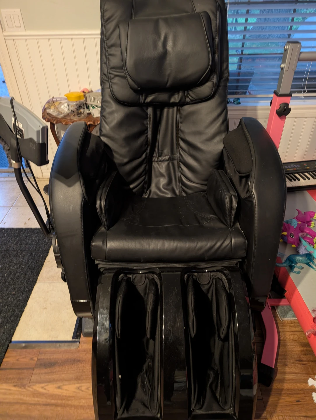 Black Massage Chair with Foot Rest