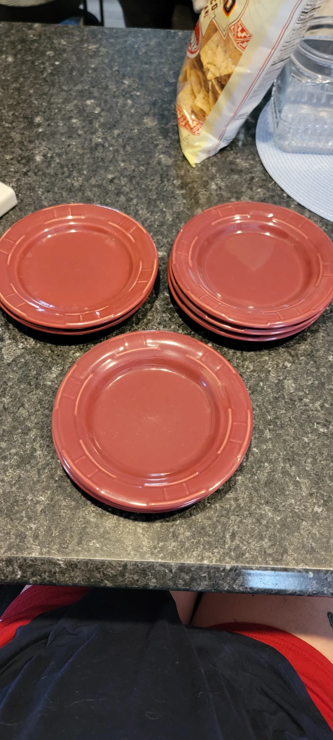 Set of 7 Longaberger Dessert Plates Paprika