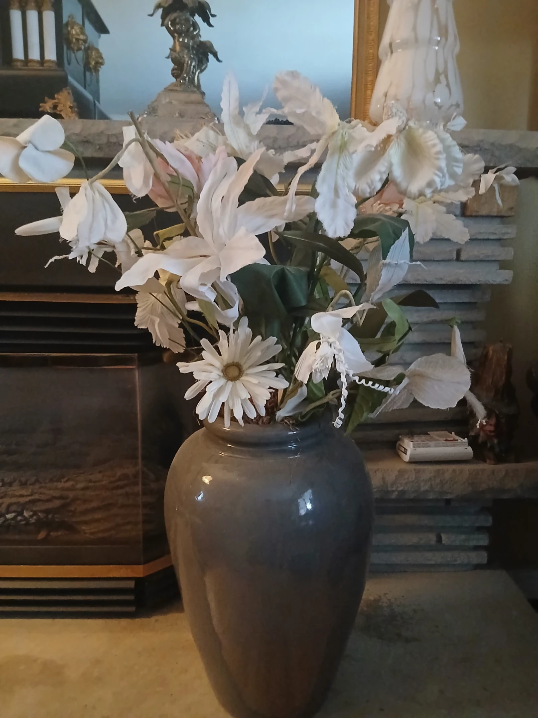 Artificial Flower Arrangement in Grey Vase - photo 5