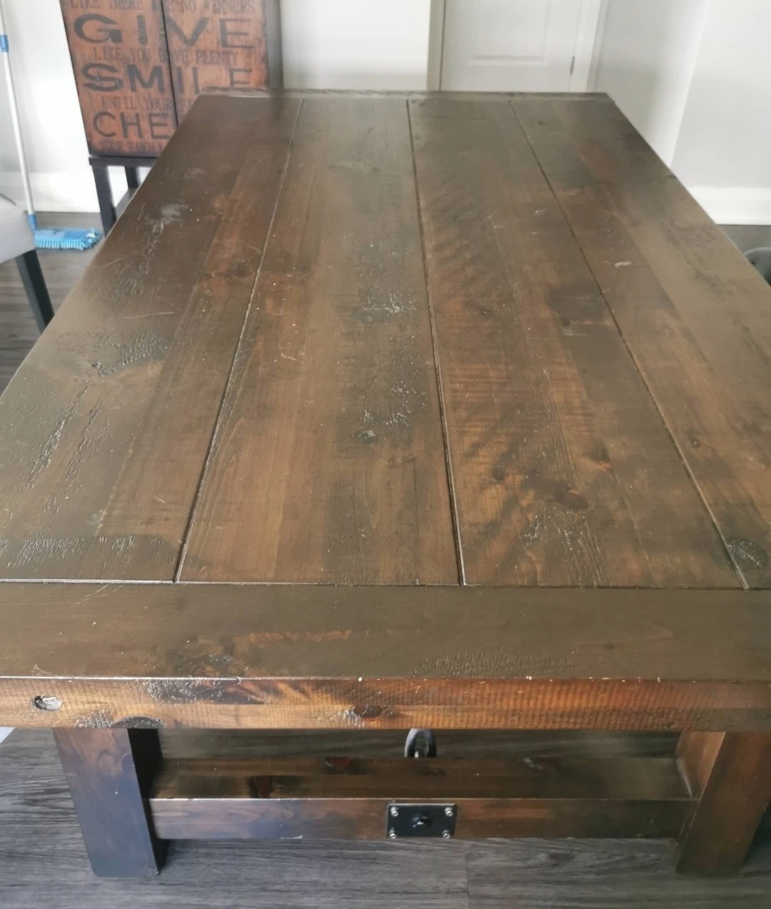 Solid Wood Dining Table - Dark Brown