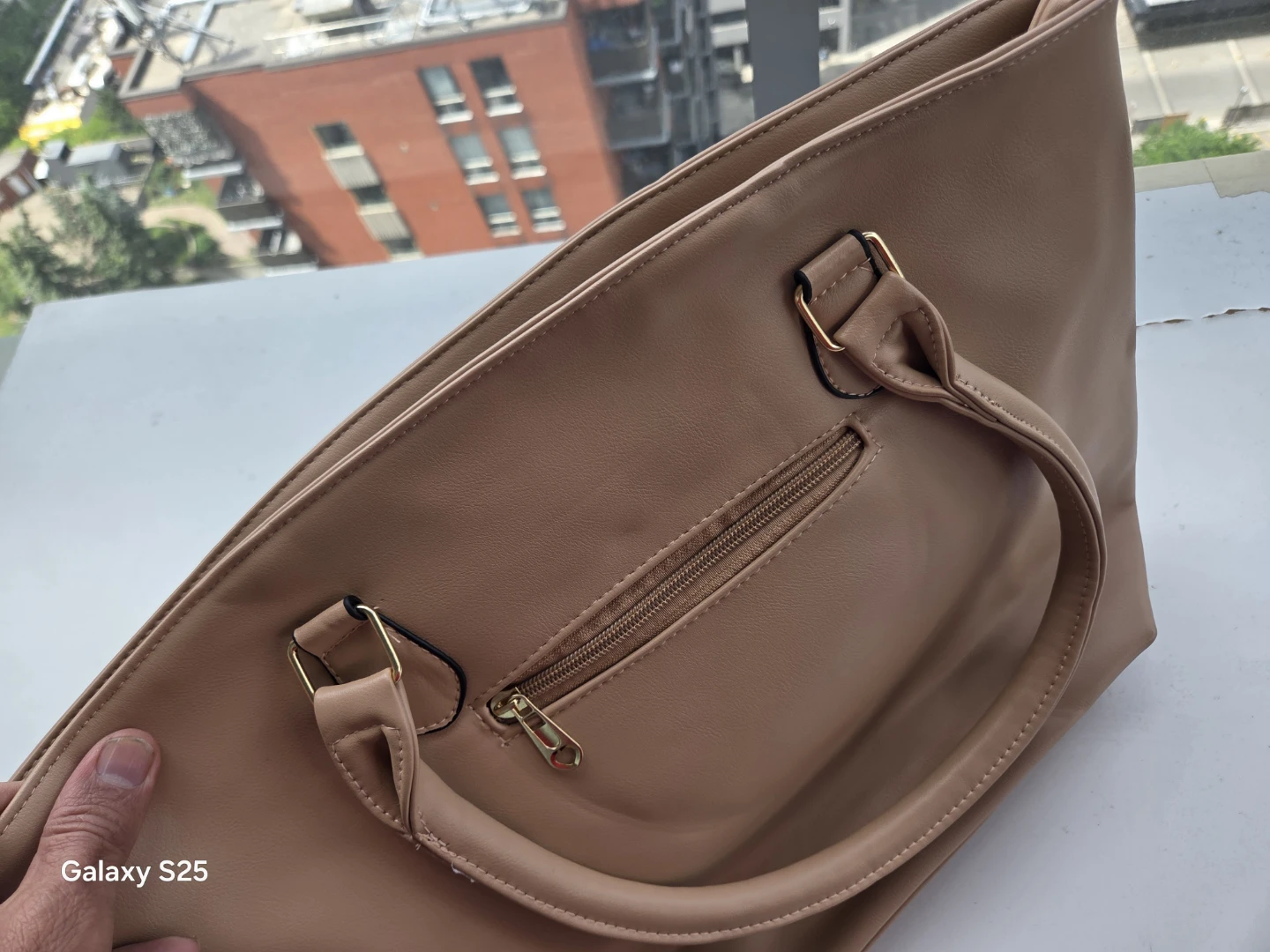Tan Faux Leather Tote Bag - photo 2