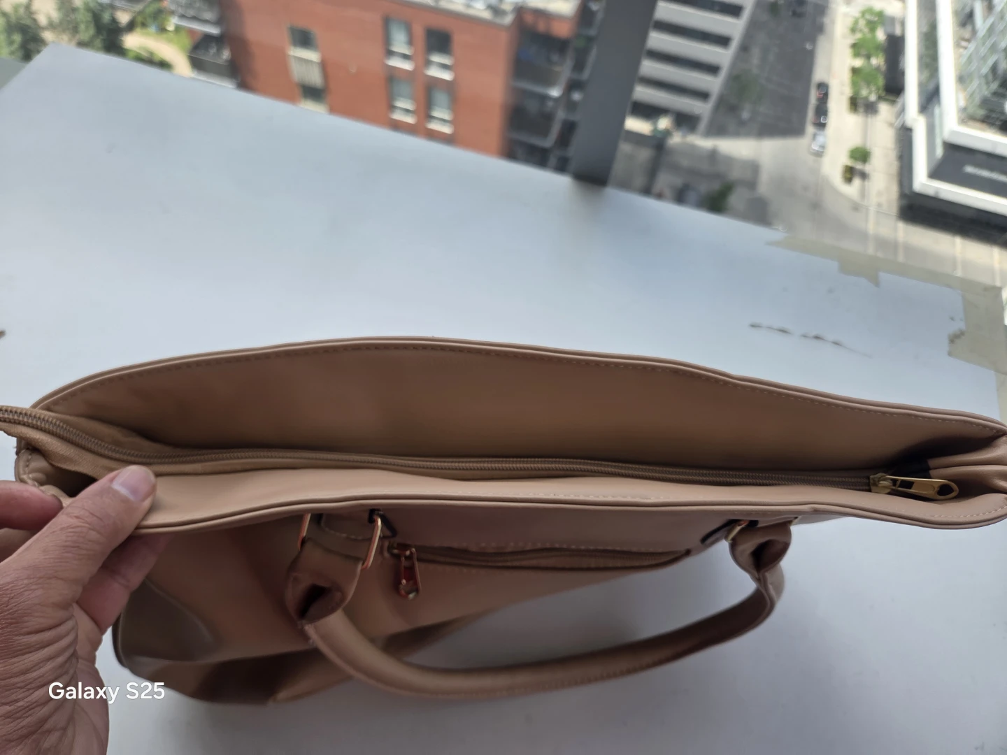 Tan Faux Leather Tote Bag - photo 3