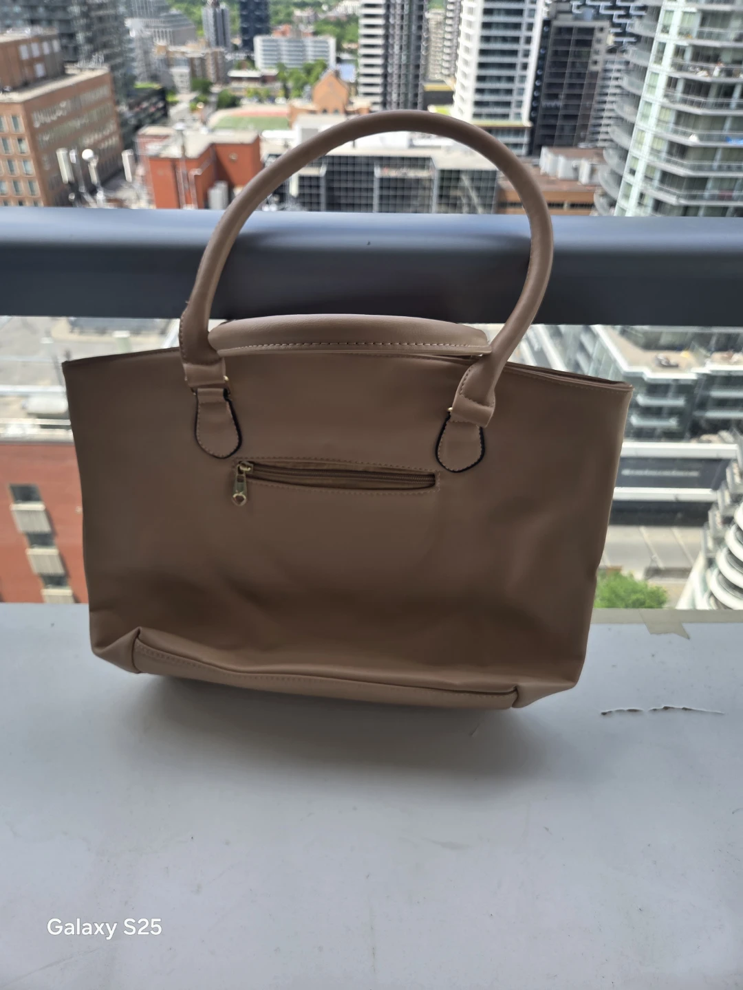 Tan Faux Leather Tote Bag - photo 4