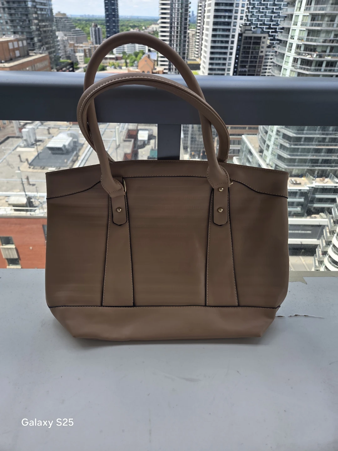 Tan Faux Leather Tote Bag - photo 5