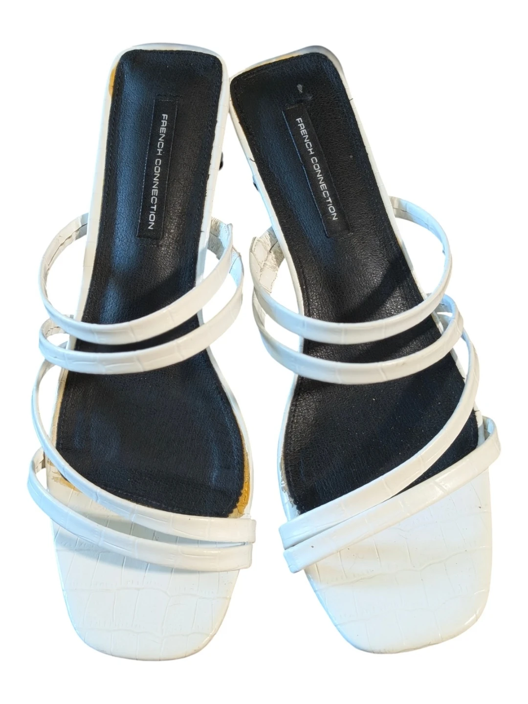 French Connection White Croc-Embossed Strappy Heels - photo 2