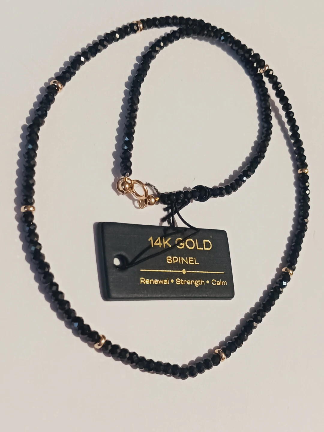 14K Gold Clasp & 14K Beads Black Spinel Stone Necklace