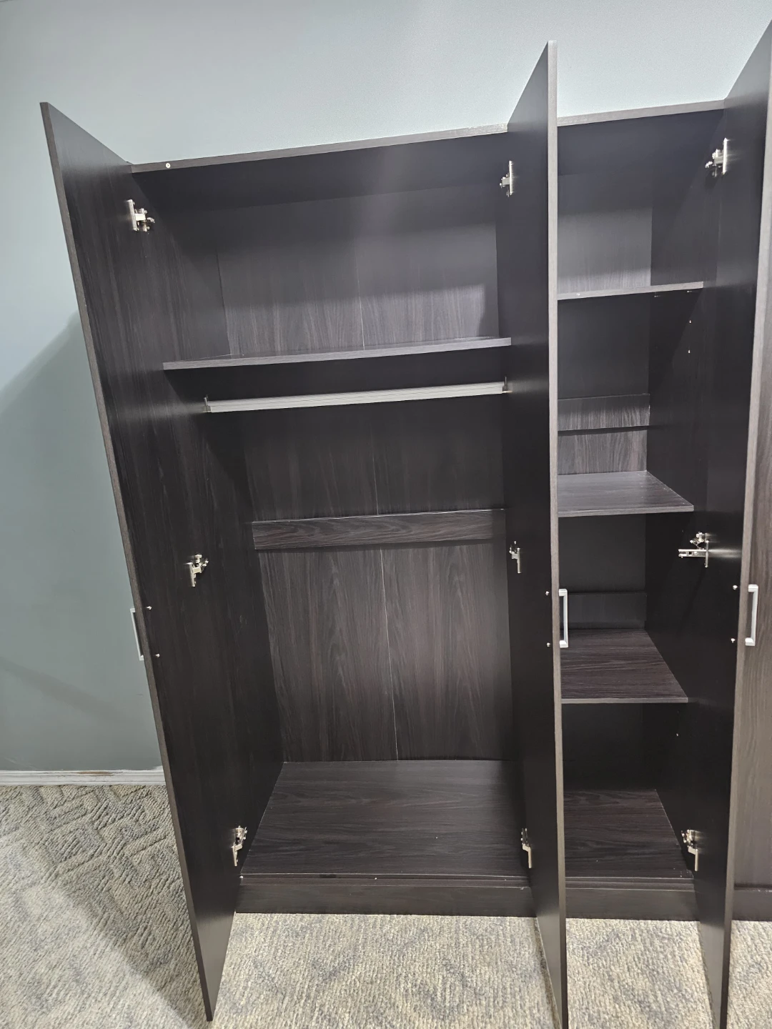 Dark Wood Bedroom Set - Bed, Dresser, Wardrobe, Nightstands - photo 4