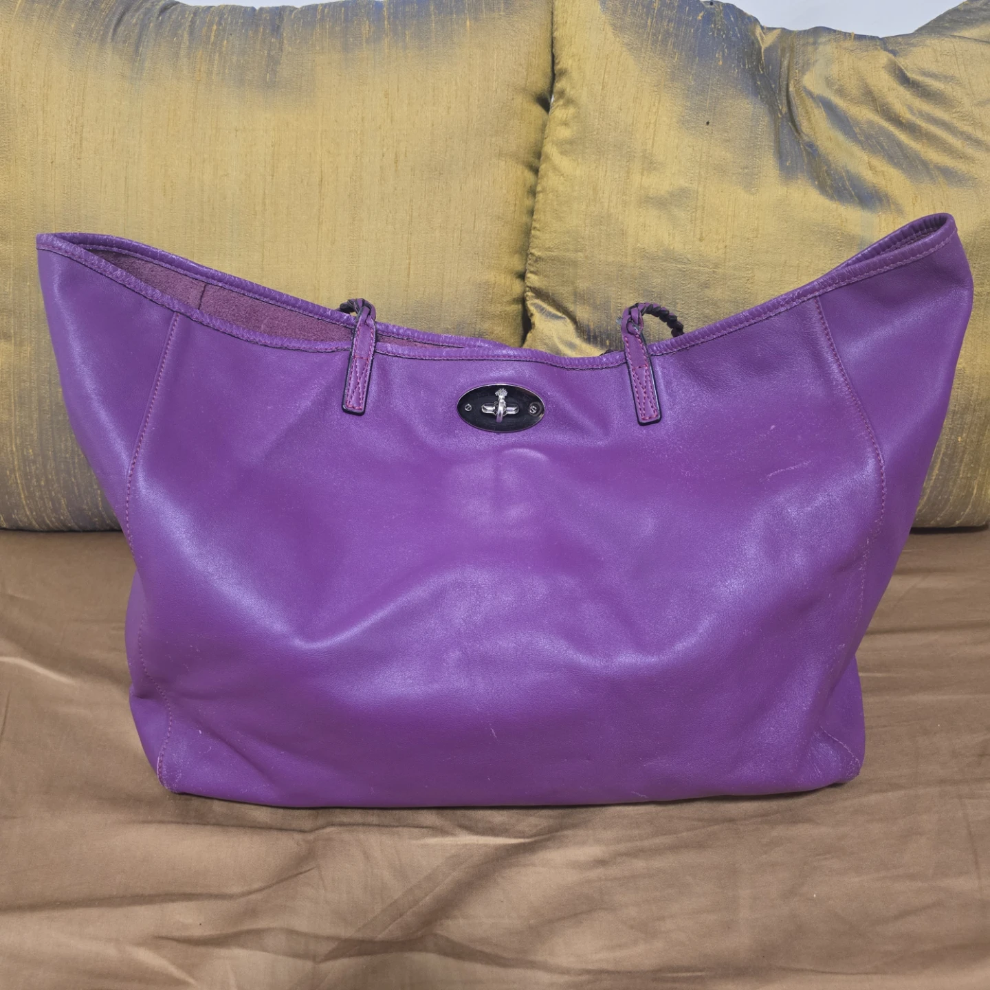 Mulberry Purple Leather Tote Bag