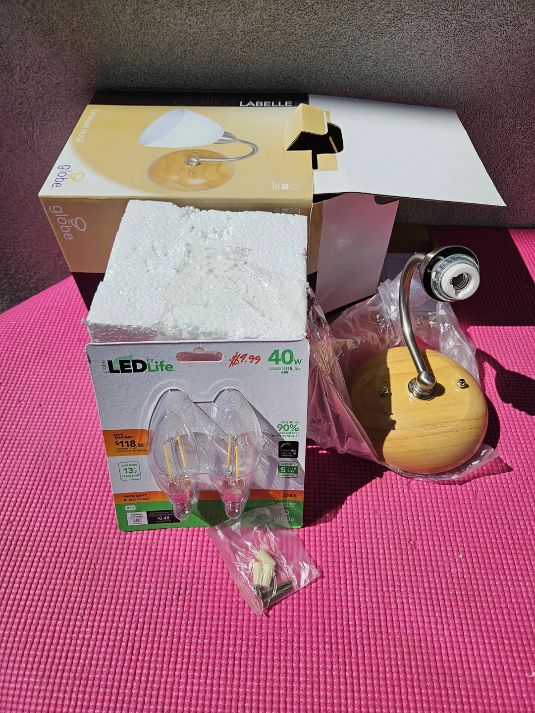 Globe Lighting "LaBelle" Wall Sconce with LEDLife Bulbs