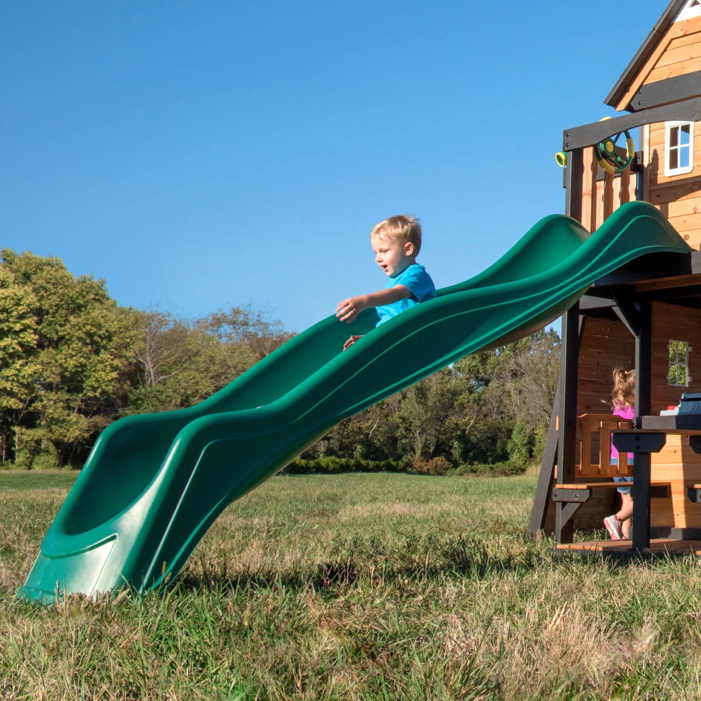 Green Wavy Playground Slide - photo 3