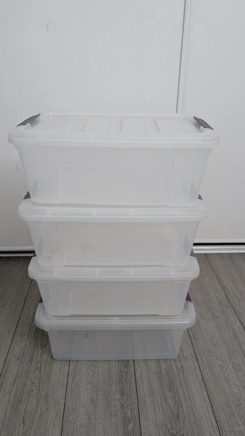Set of 4 clear plastic storage bins with lids - photo 3