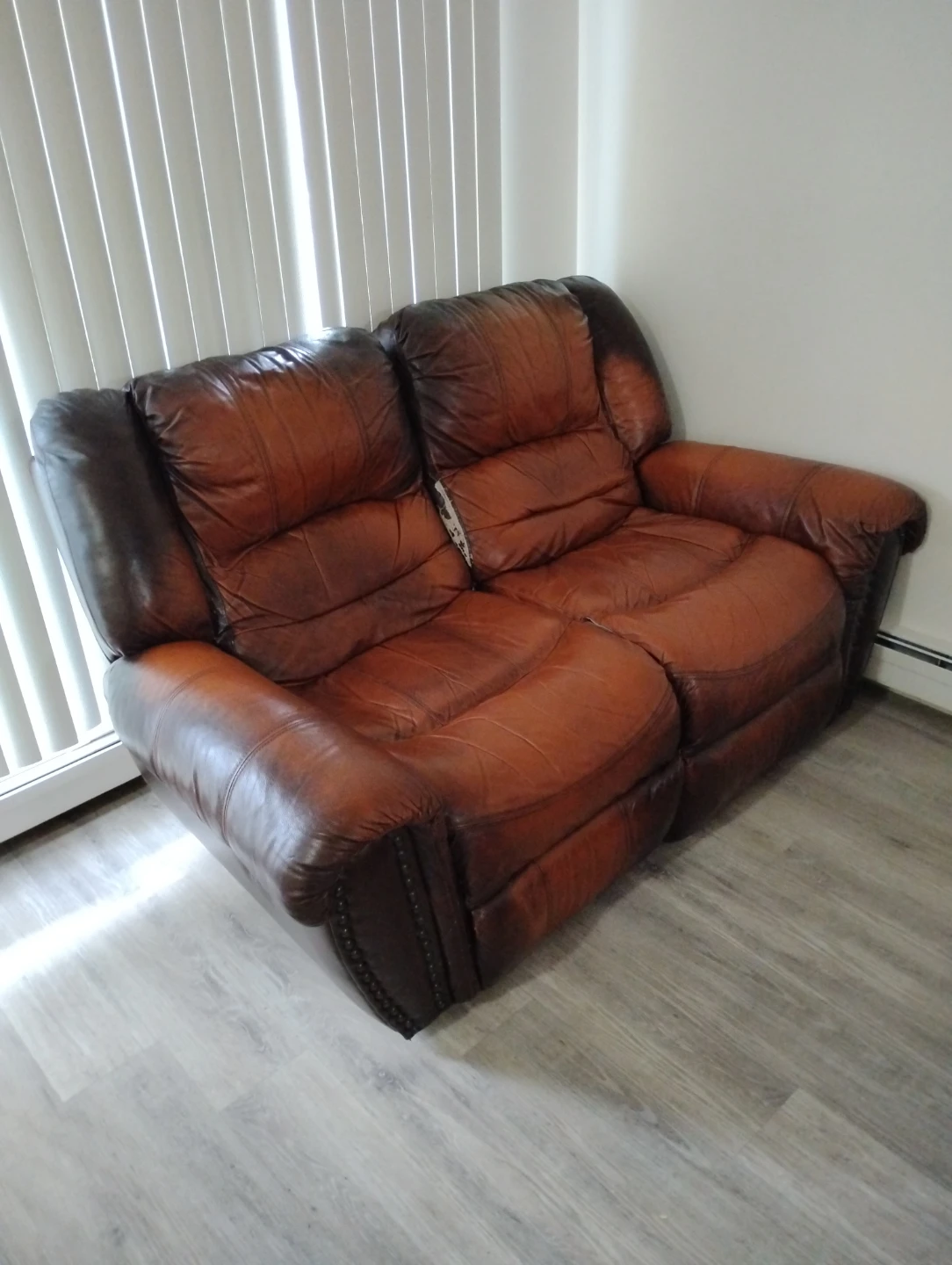 Brown Leather Loveseat