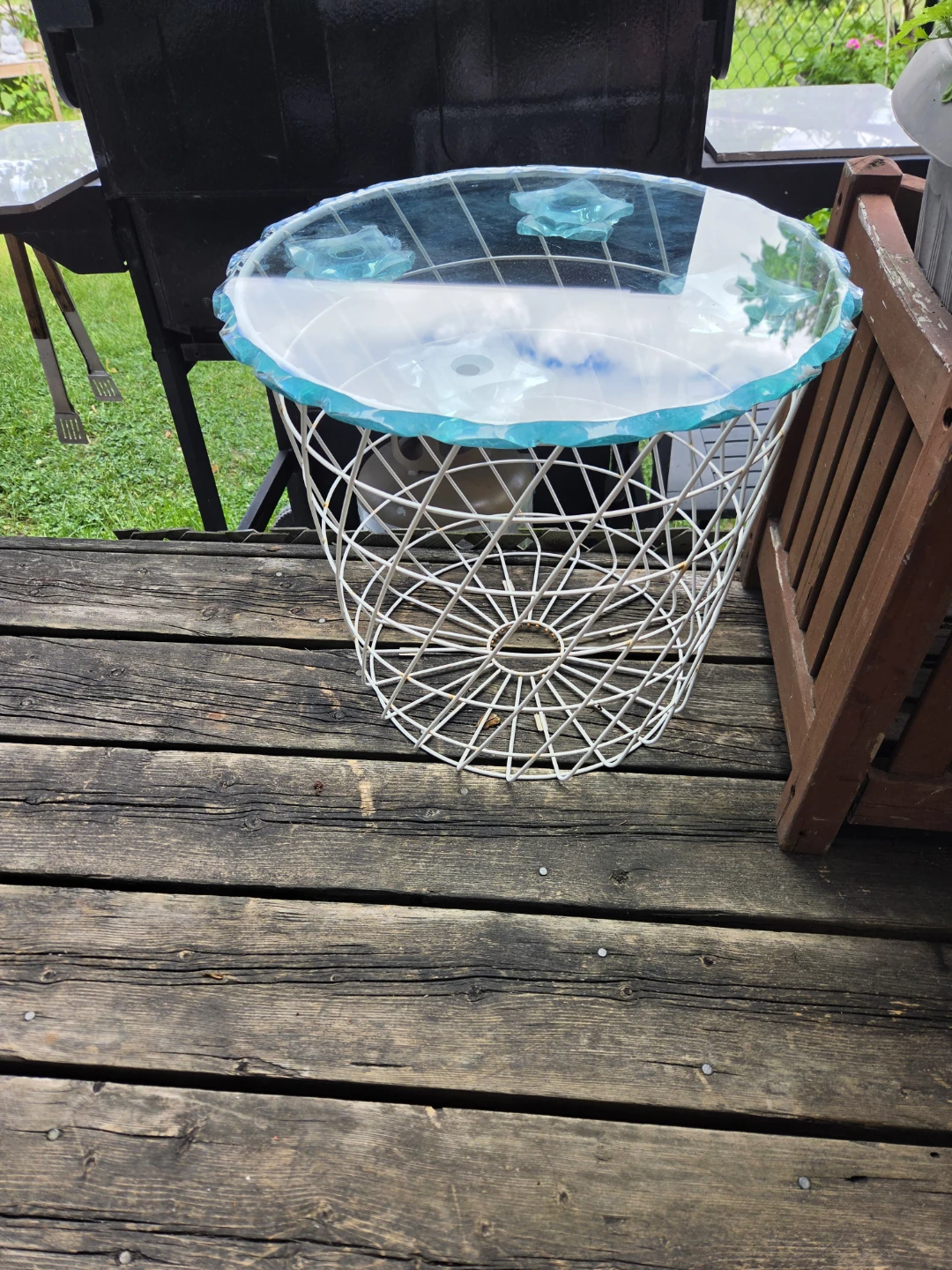 Wire and Glass Side Table