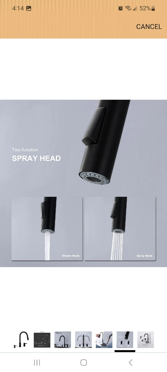 Matte Black 3-Hole Kitchen Faucet with Pull Down Sprayer - photo 5