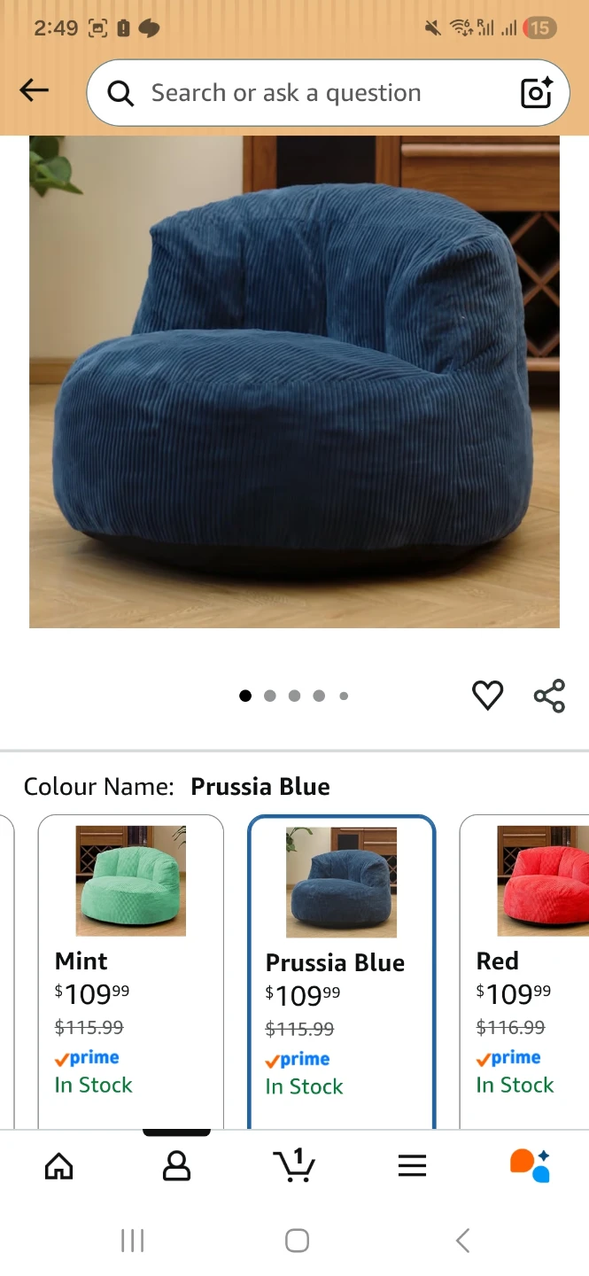 N&V Large Crescent Bean Bag Chair - Prussia Blue
