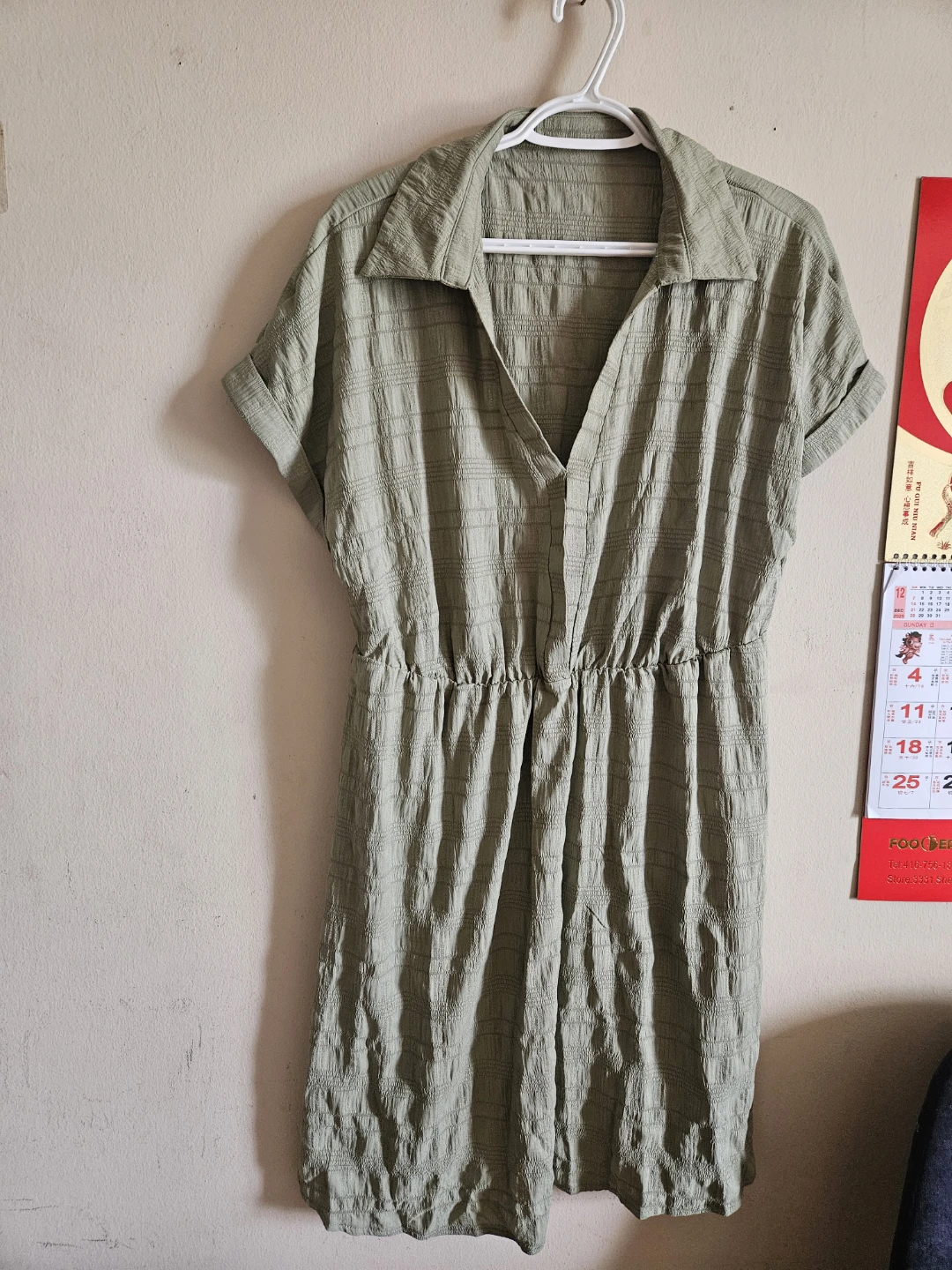 Light Green Textured Shirt Dress - photo 2