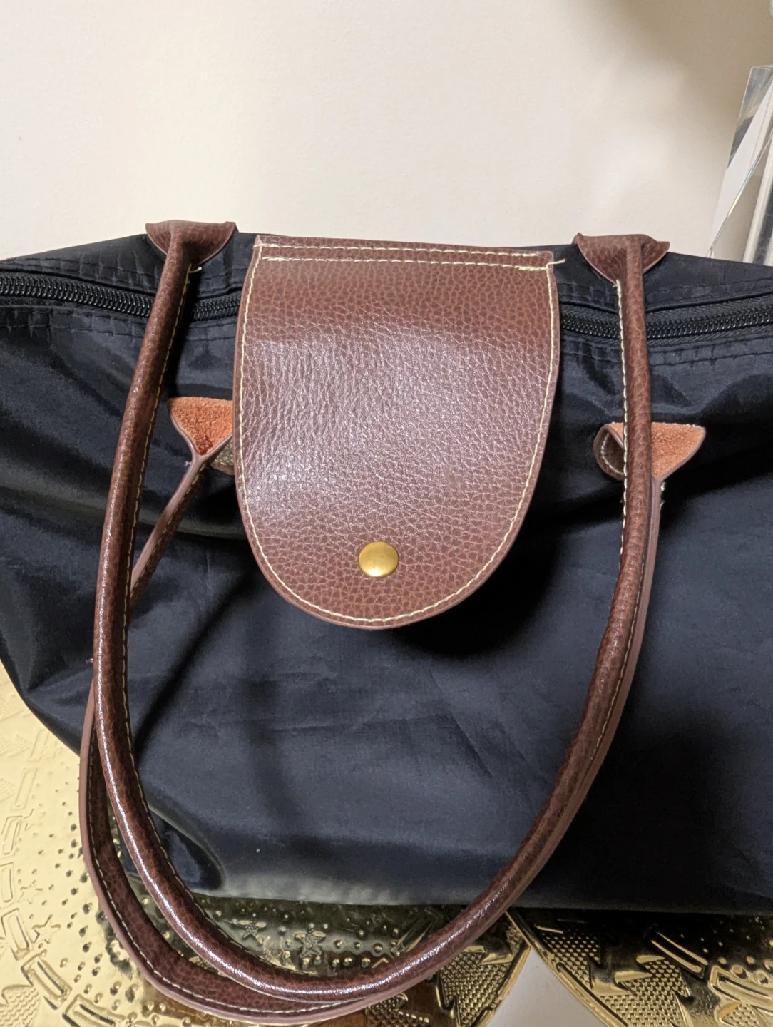 Black Nylon and PVC Handbag