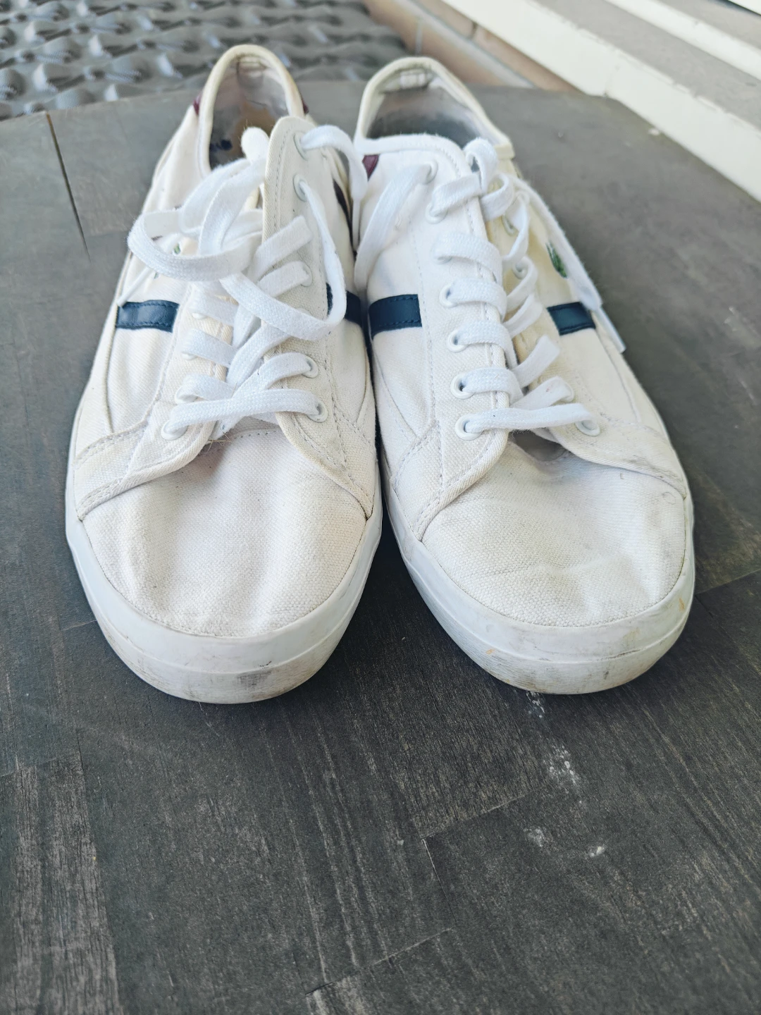 White Lacoste Canvas Sneakers - Size 11