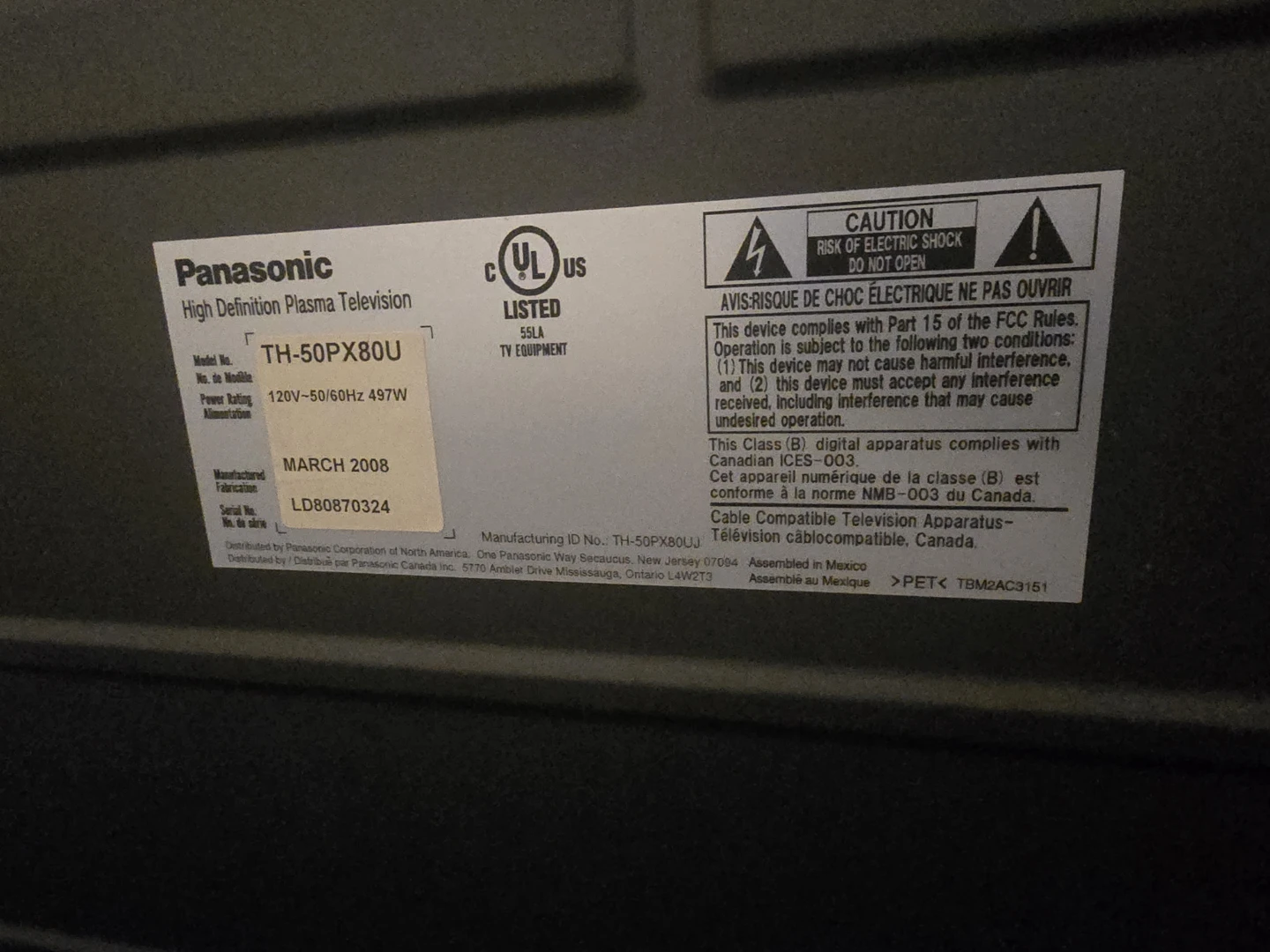 Panasonic 50-Inch Television - photo 4