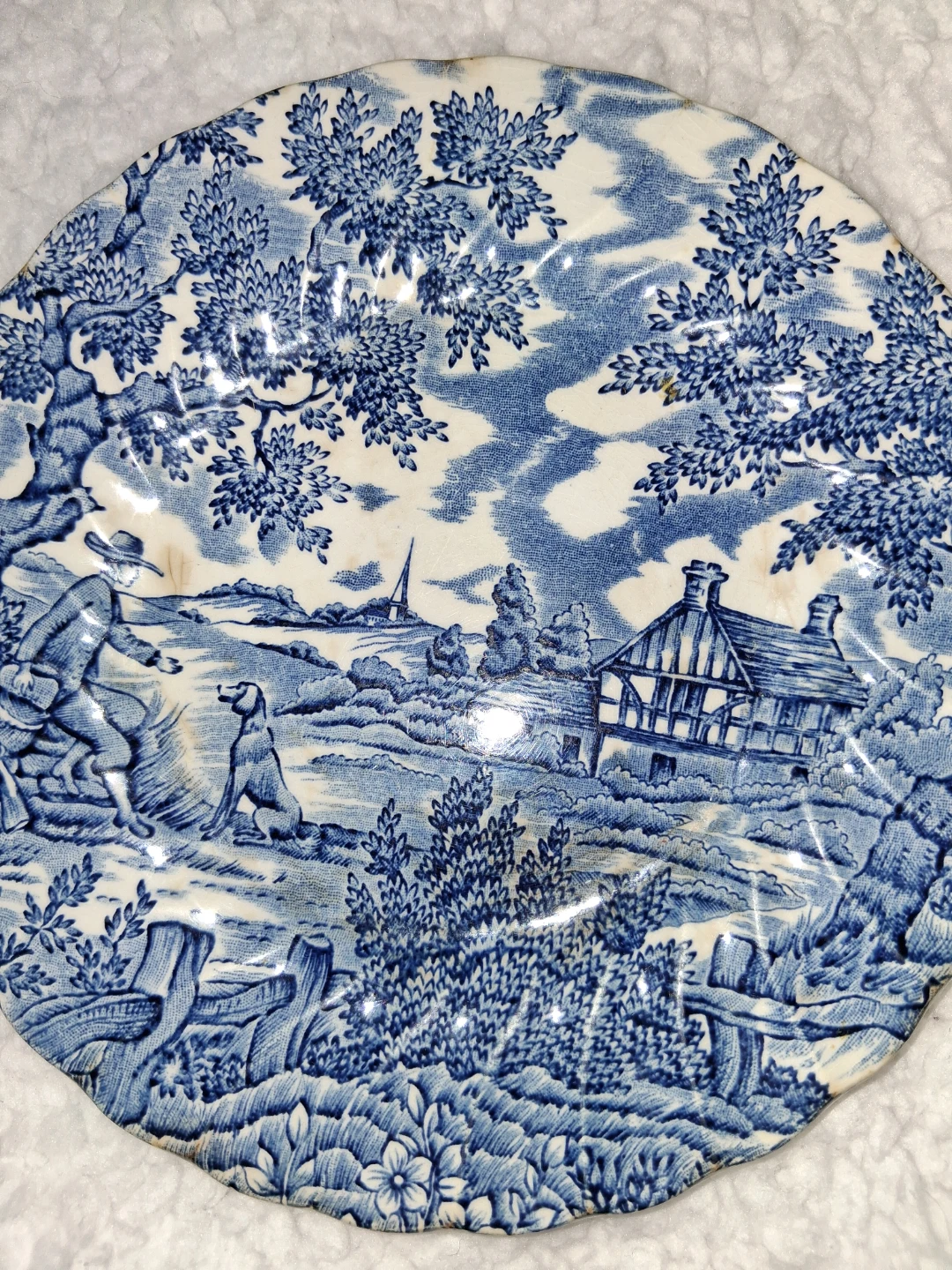 Blue and White Country Scene Plate set 3
