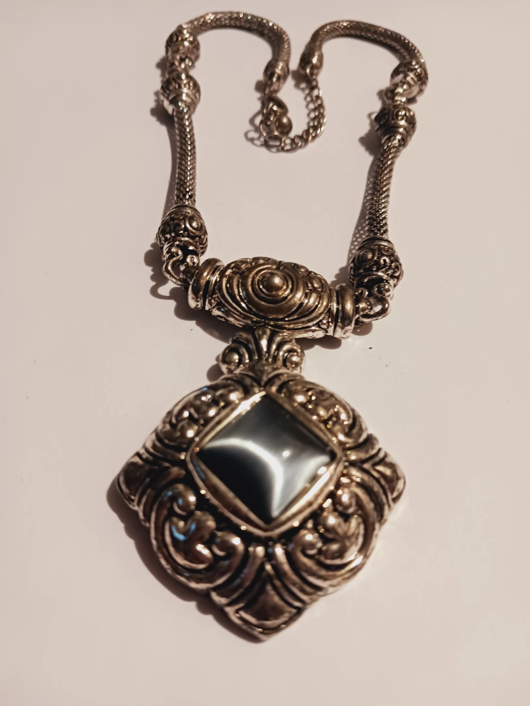 Gorgeous Statement Necklace with Grey Stone Pendant - photo 4