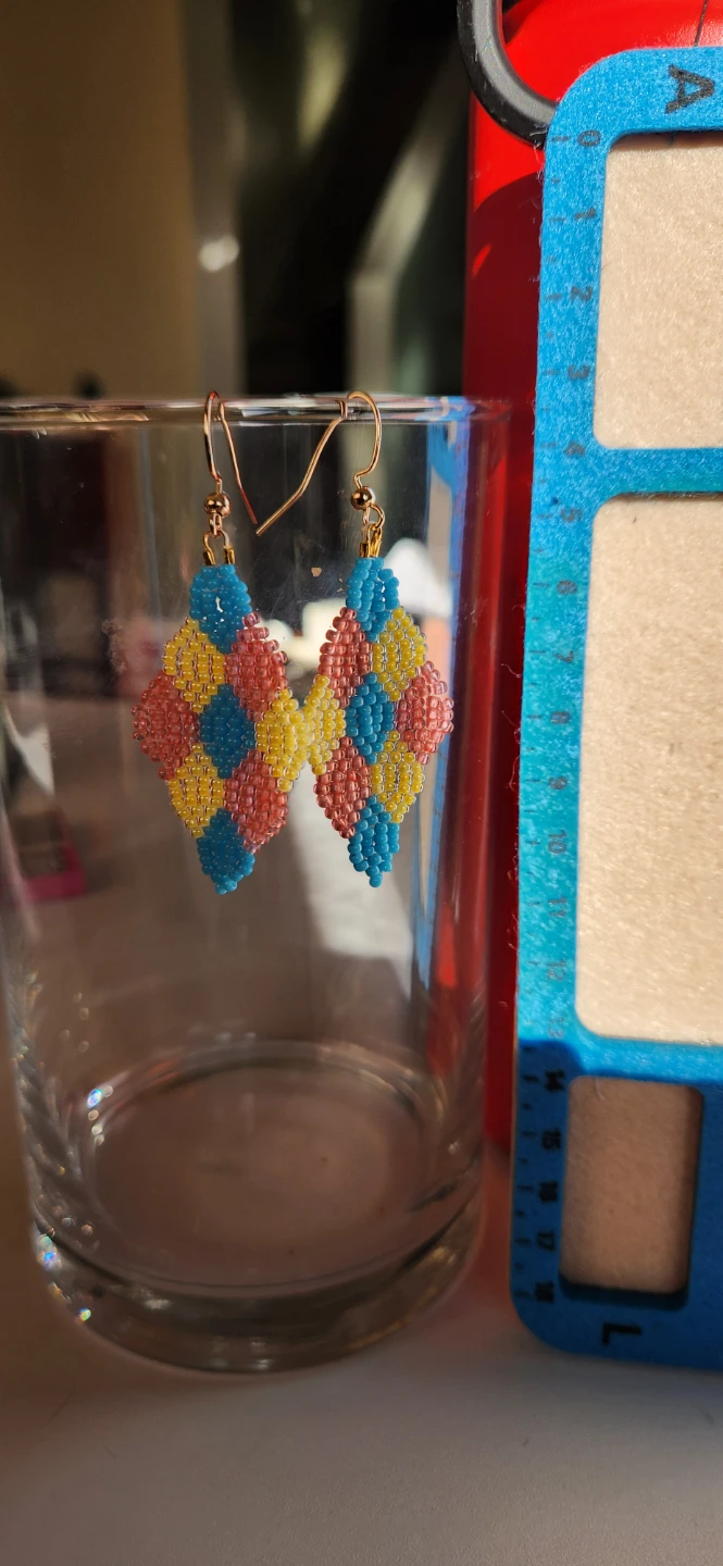 Handmade Beaded Diamond Earrings