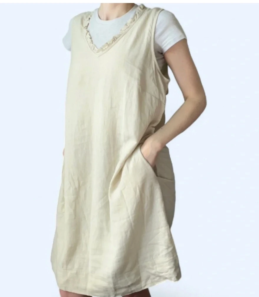 Like New Briggs New York Linen Blend Sleeveless Shift Dress