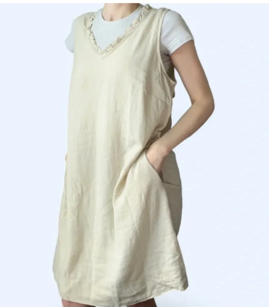 Like New Briggs New York Linen Blend Sleeveless Shift Dress