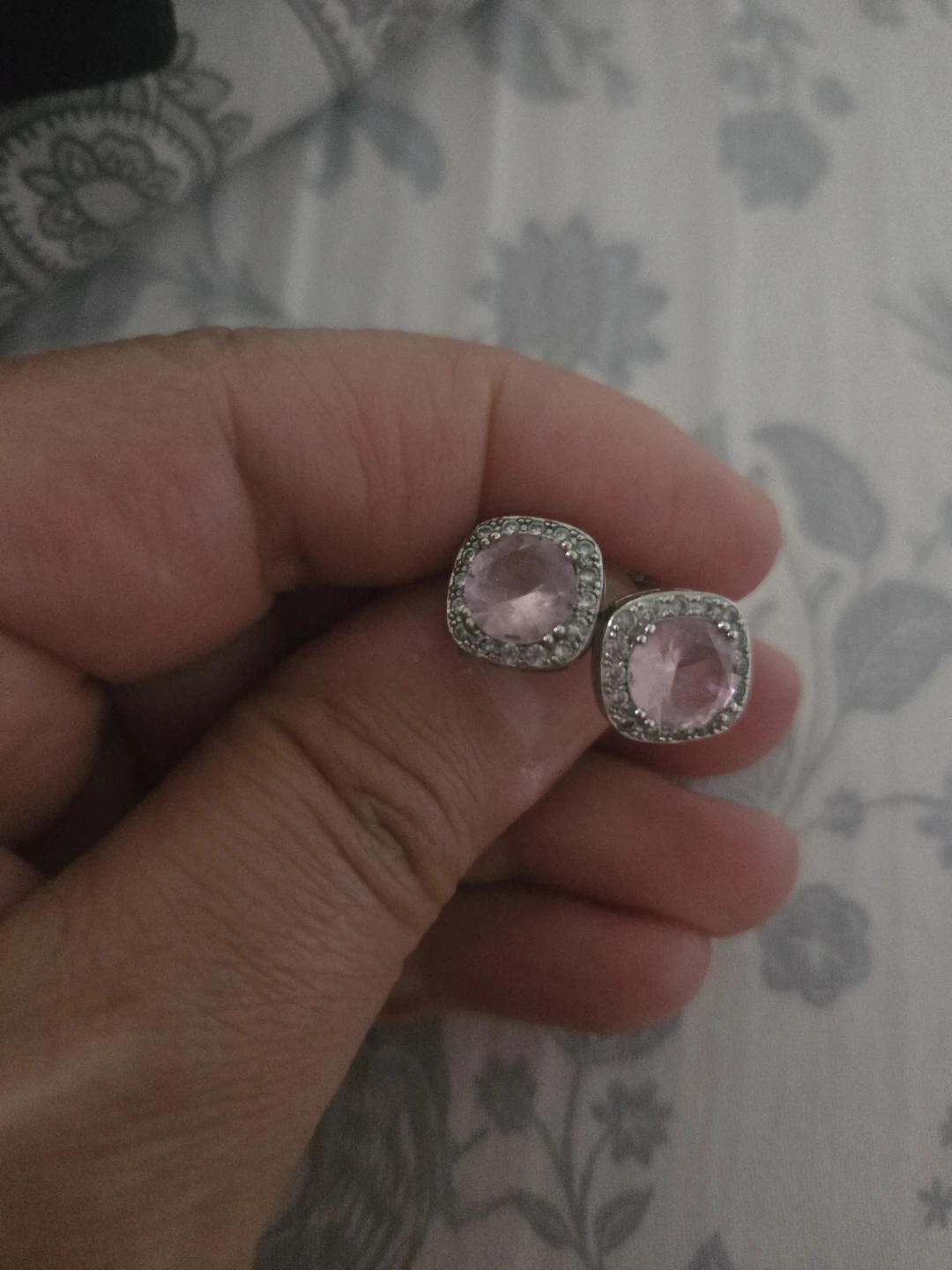 Pink Cushion Cut Stud Earrings