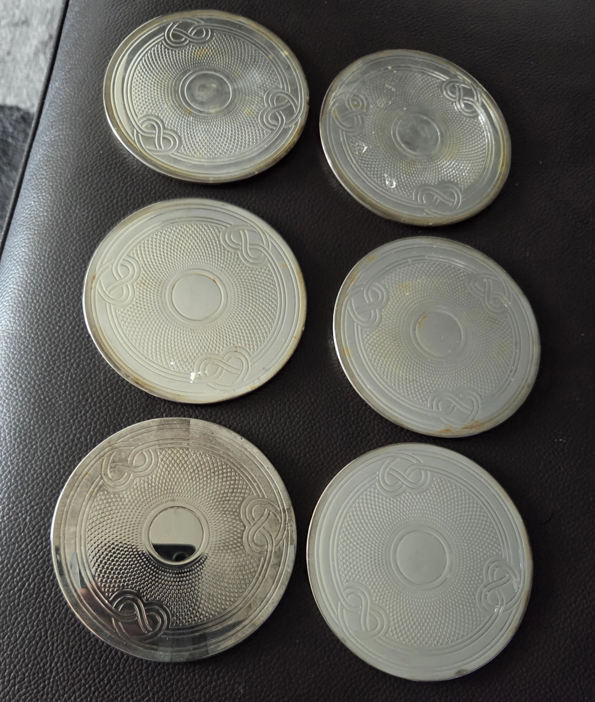 #🤎🥕FREE Silver Tone Coasters Set of 6 with Holder - photo 3