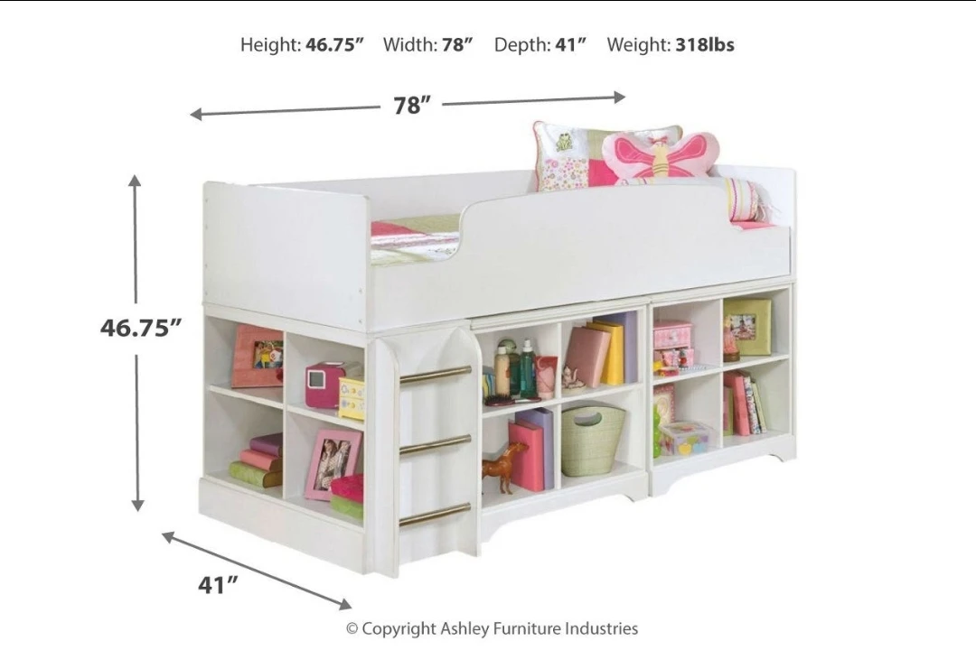 White Twin Loft Bed with Storage Shelves and Drawers - photo 5
