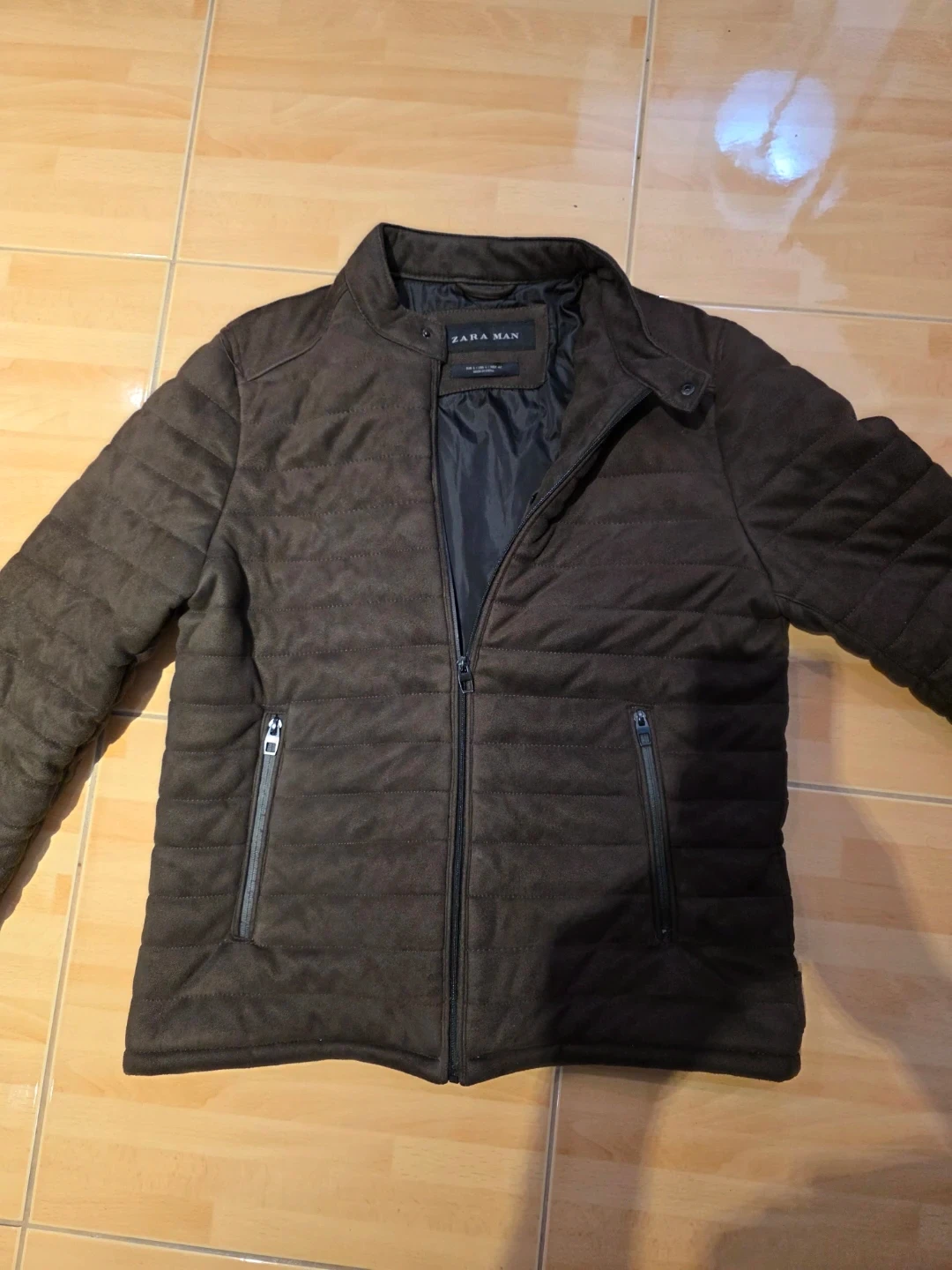 Zara Man Brown Suede Quilted Jacket