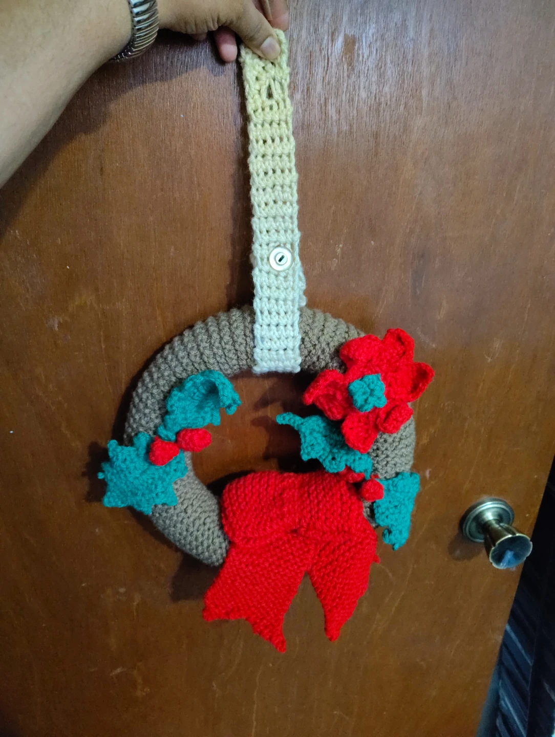 Hand-knitted Christmas Wreath