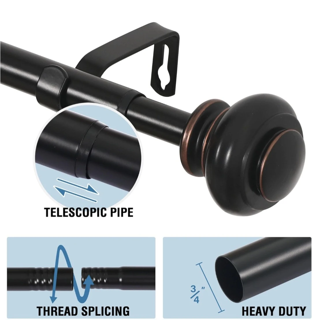 Telescopic Curtain Rod Adjustable 16.2"-90.6" - photo 2