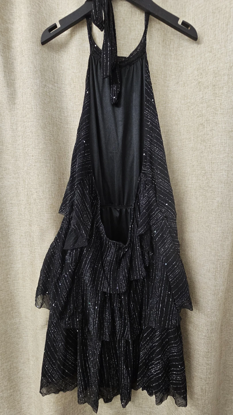 Black Tiered Sparkle Halter Dress - photo 2
