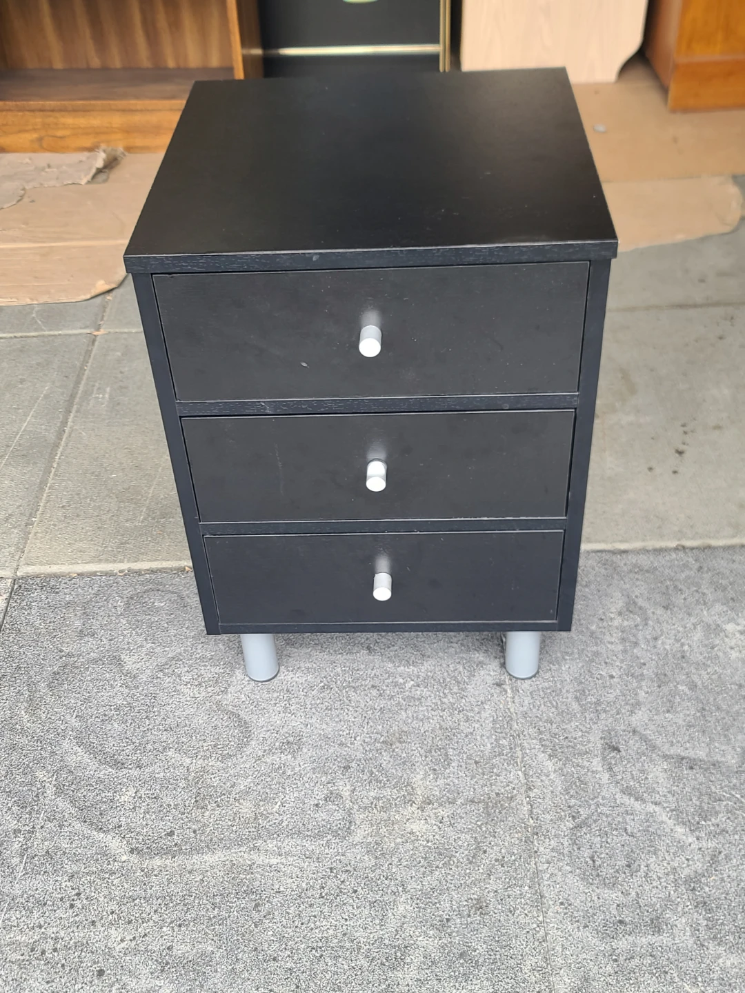 Black 3-Drawer Nightstand
