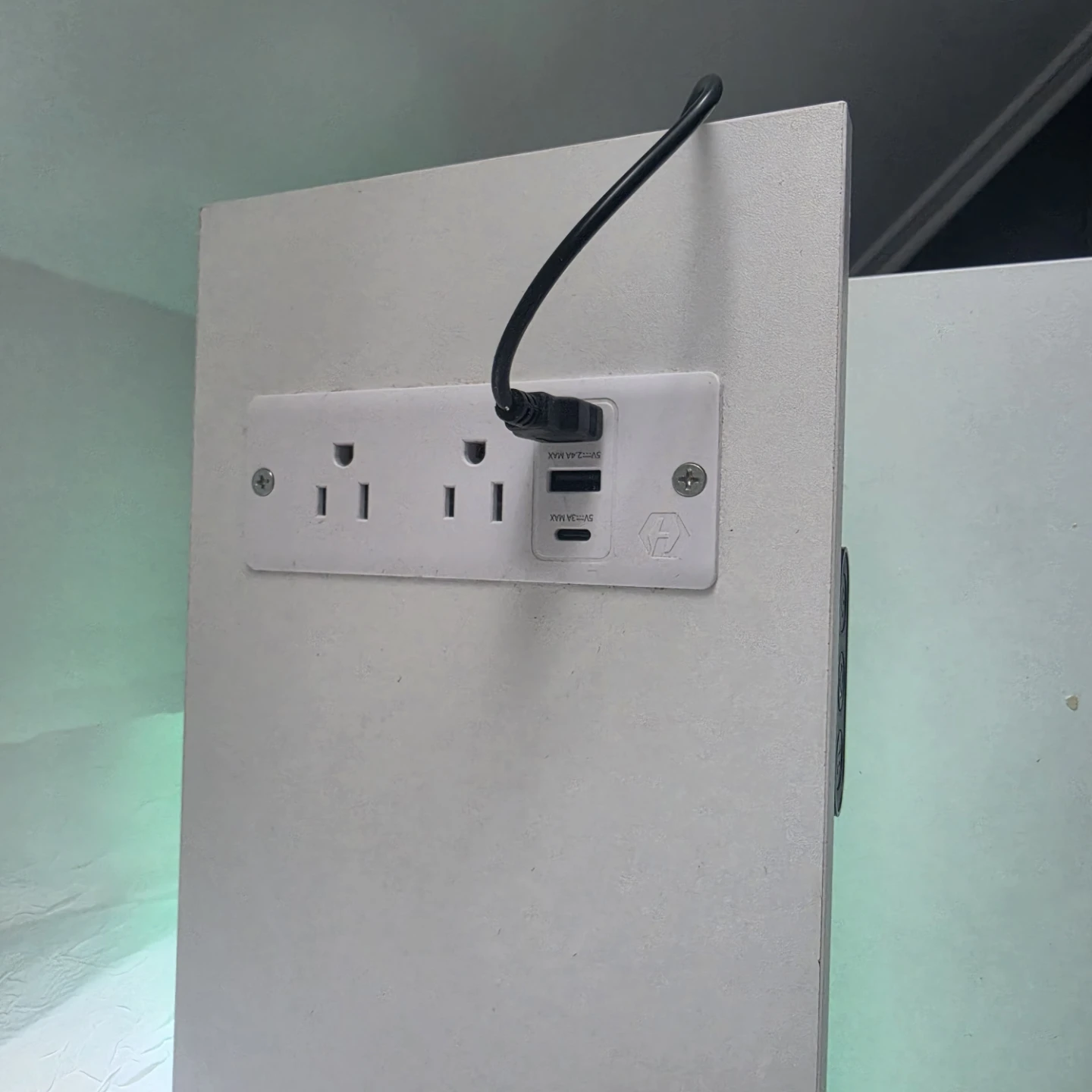 White Desk with Built-in Power and LED Lights