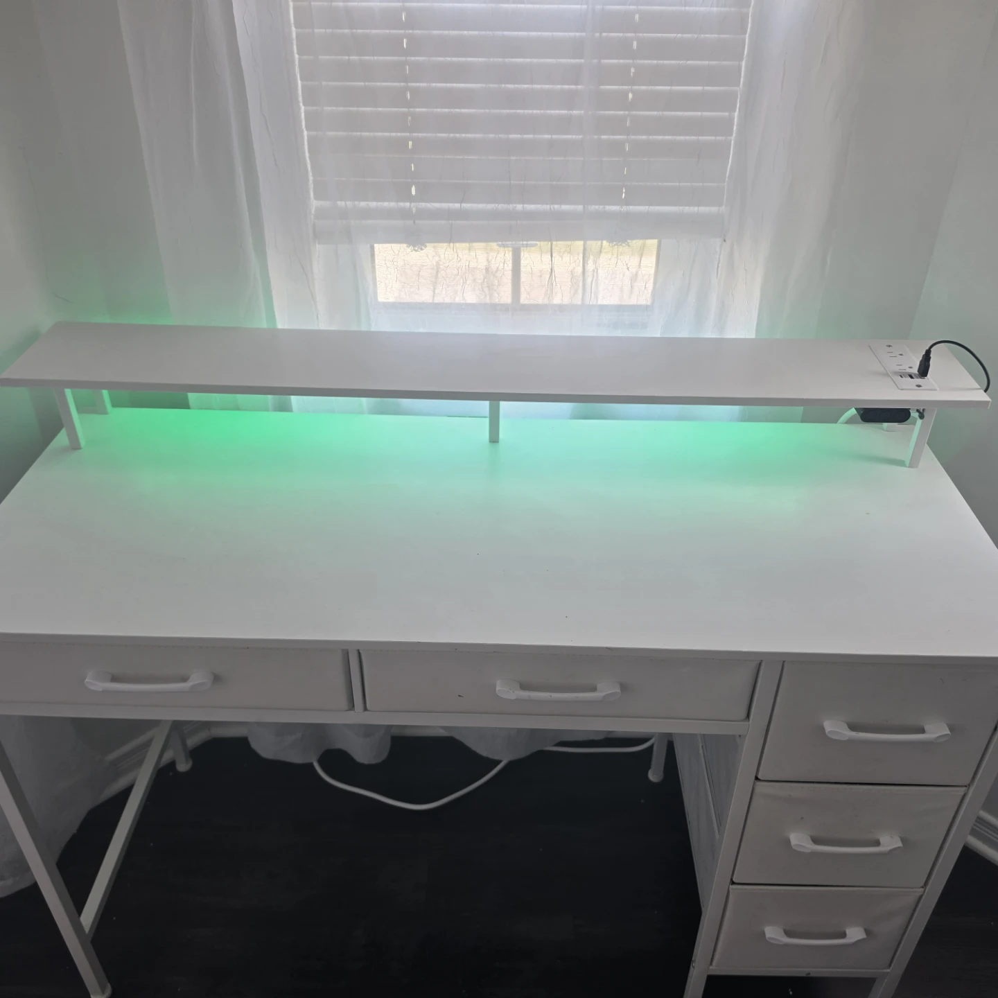 White Desk with Built-in Power and LED Lights - photo 2