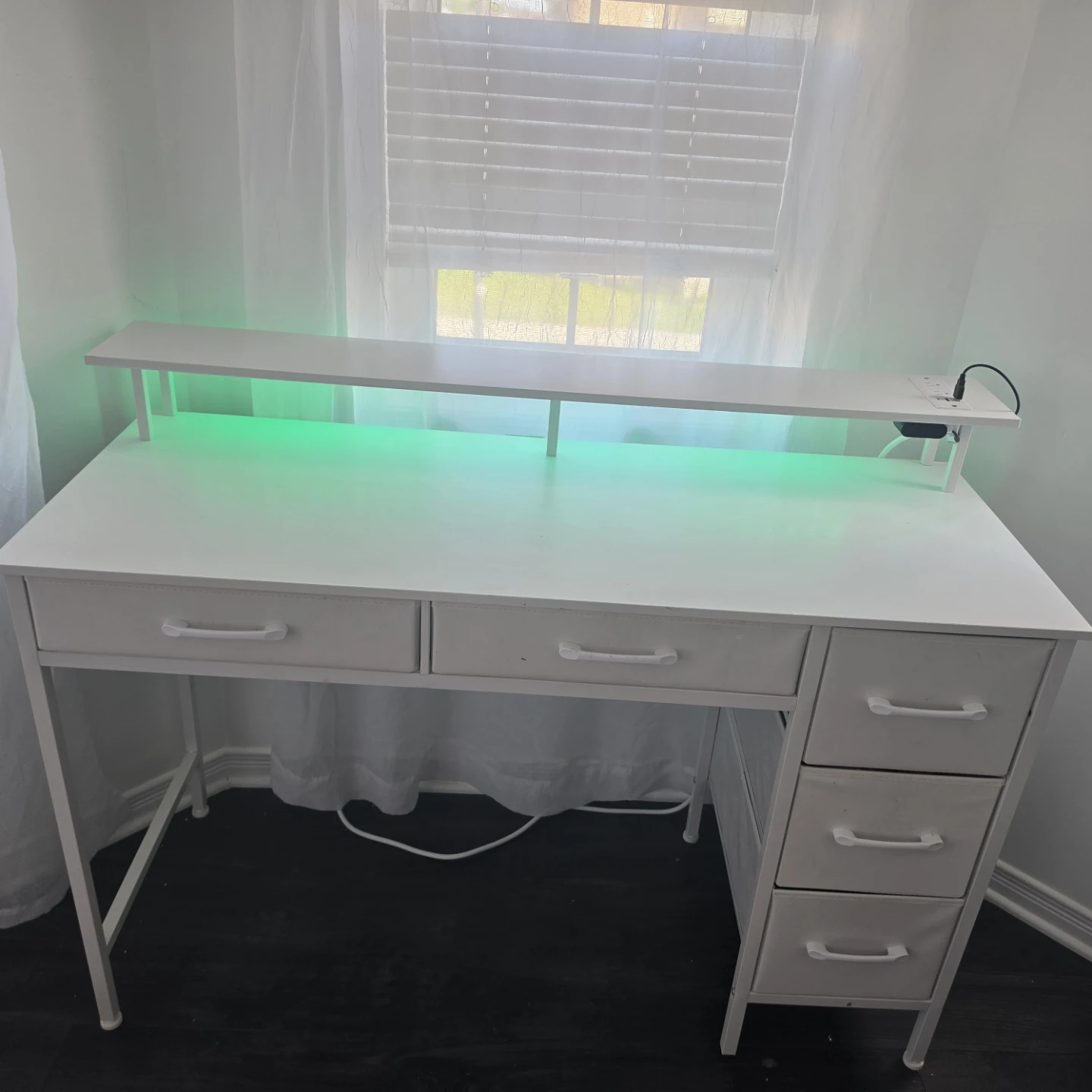 White Desk with Built-in Power and LED Lights - photo 3