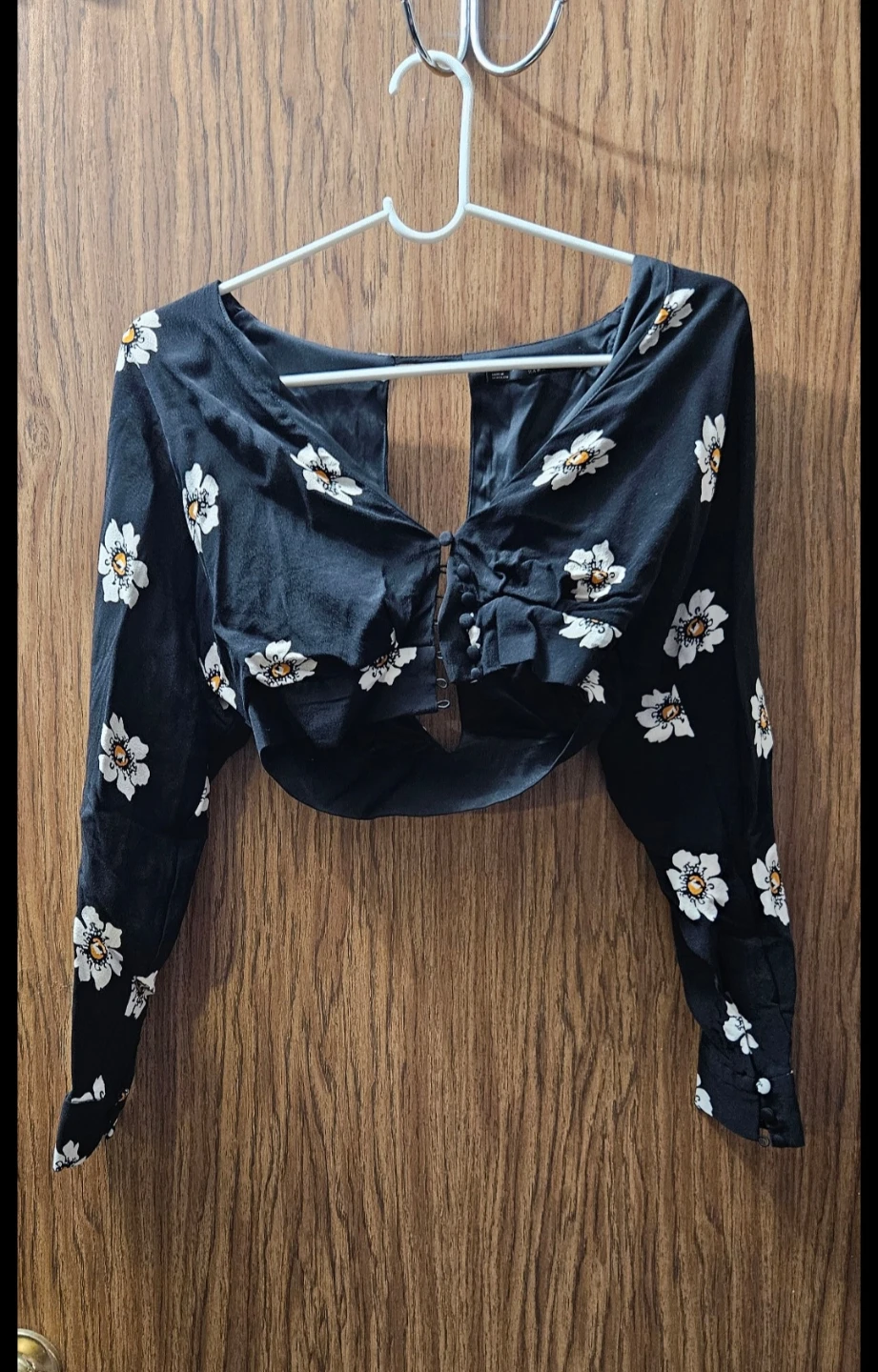 Zara Black Floral Crop Top