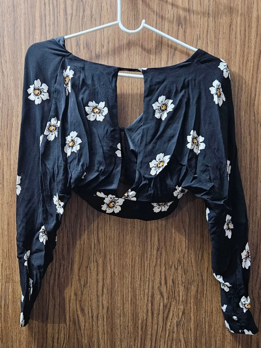 Zara Black Floral Crop Top - photo 2