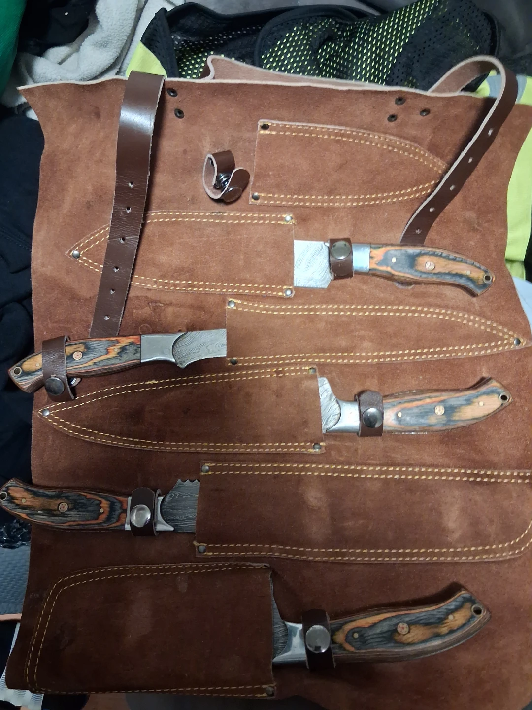 Knife Roll Set with Leather Case