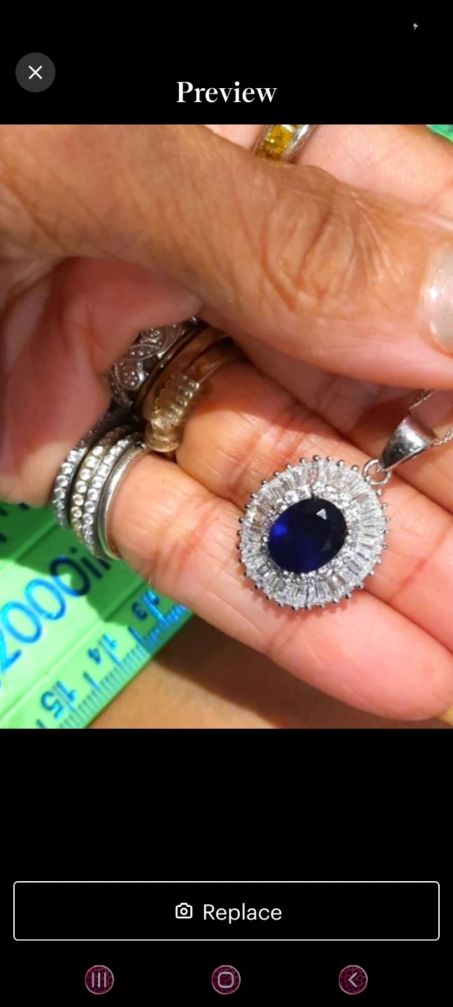 Sterling Silver Oval Blue Sapphire Pendant Necklace