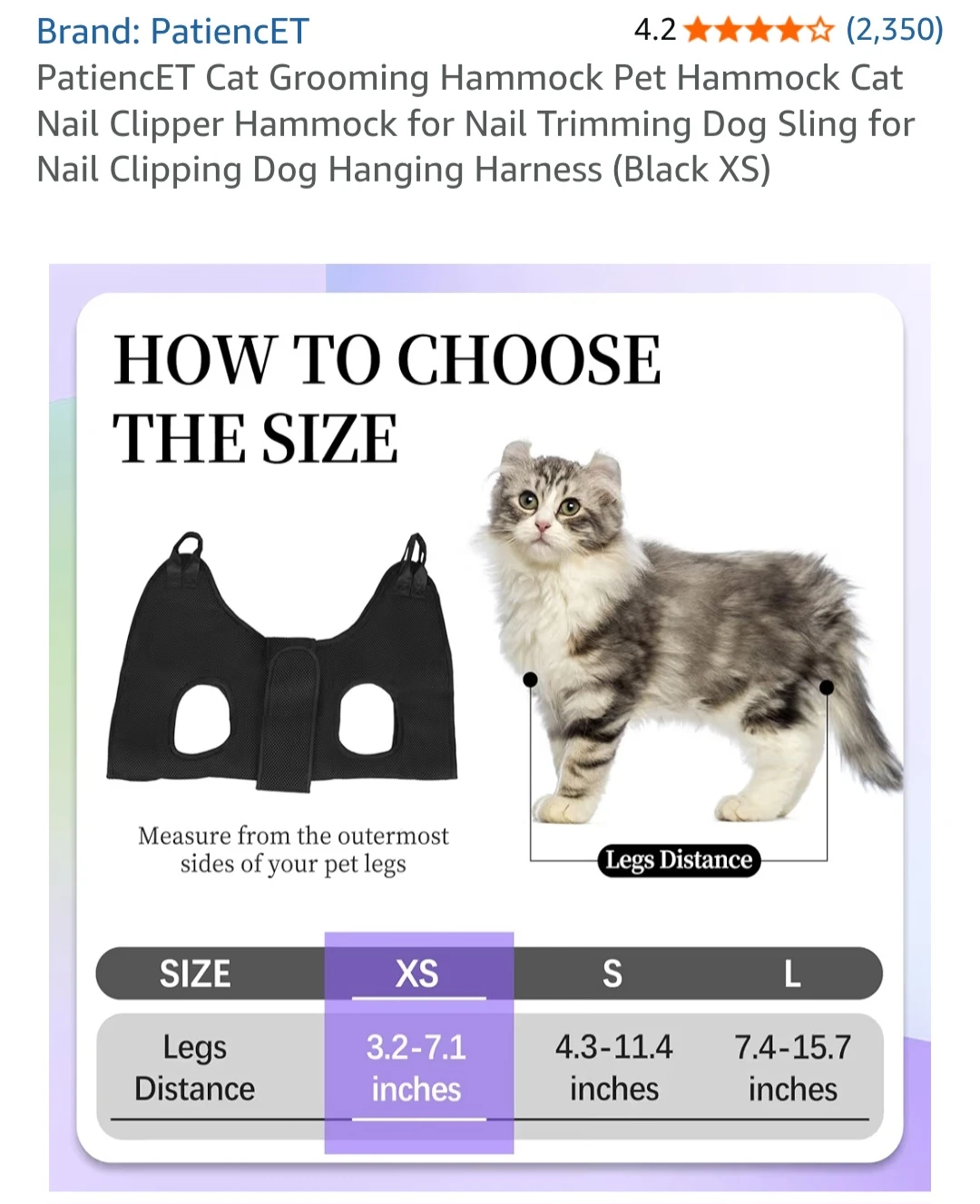 Pet Grooming Hammock - Black XS - photo 4