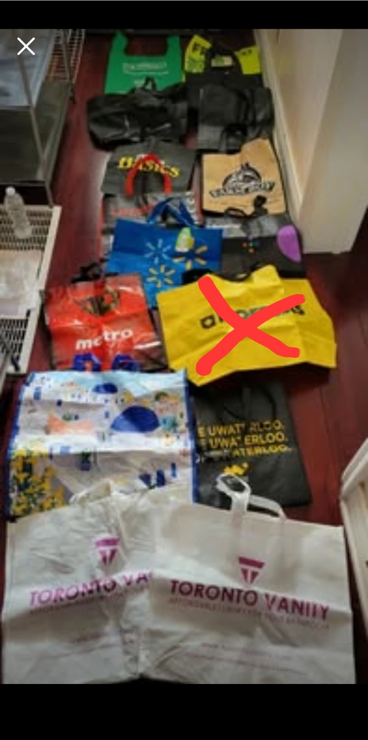 $1 each, $5 for all Reusable Shopping Bags