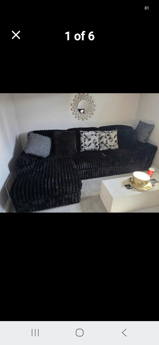 Black Sofa Sectional with Textured Fabric