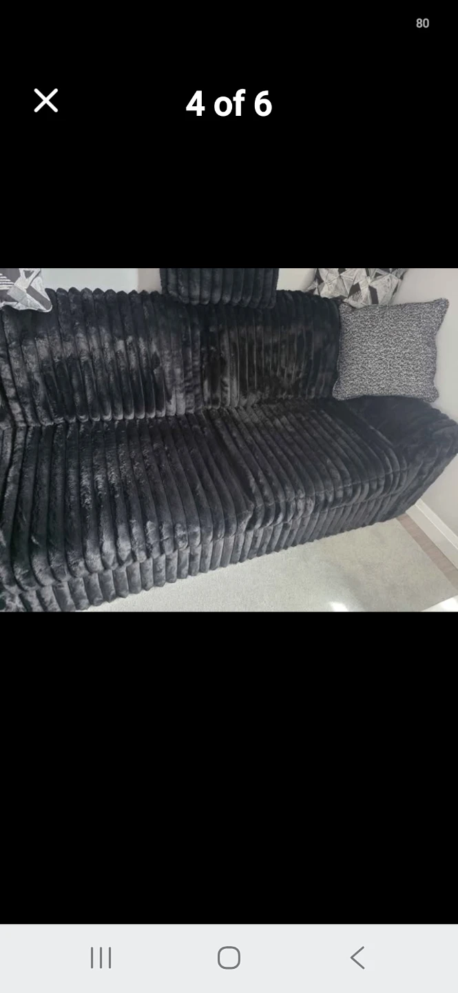 Black Sofa Sectional with Textured Fabric - photo 2