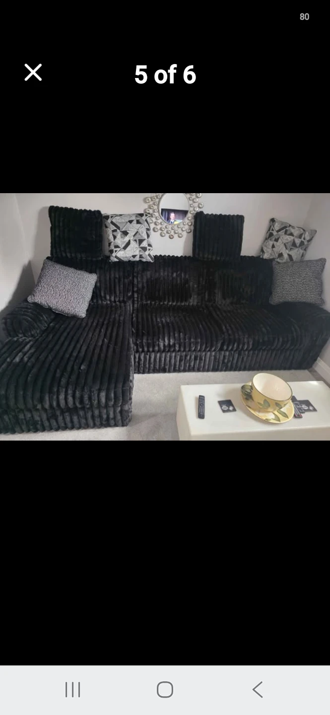 Black Sofa Sectional with Textured Fabric - photo 5