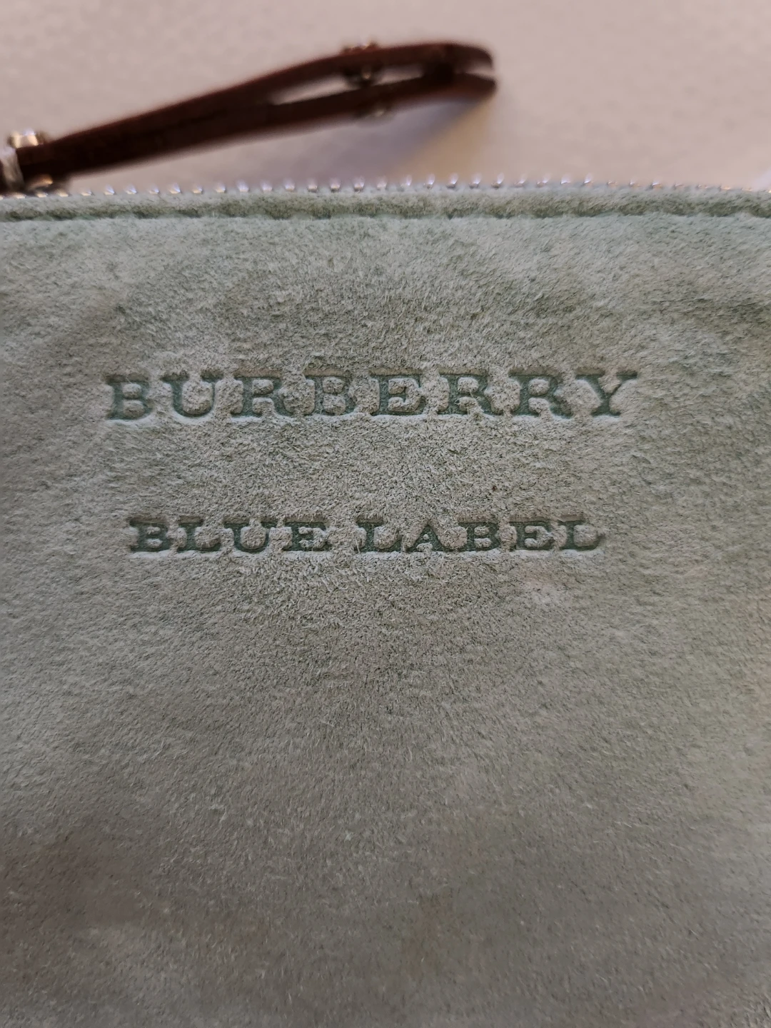 NEW Burberry Blue Label Suede Leather Wristlet Wrist Bag